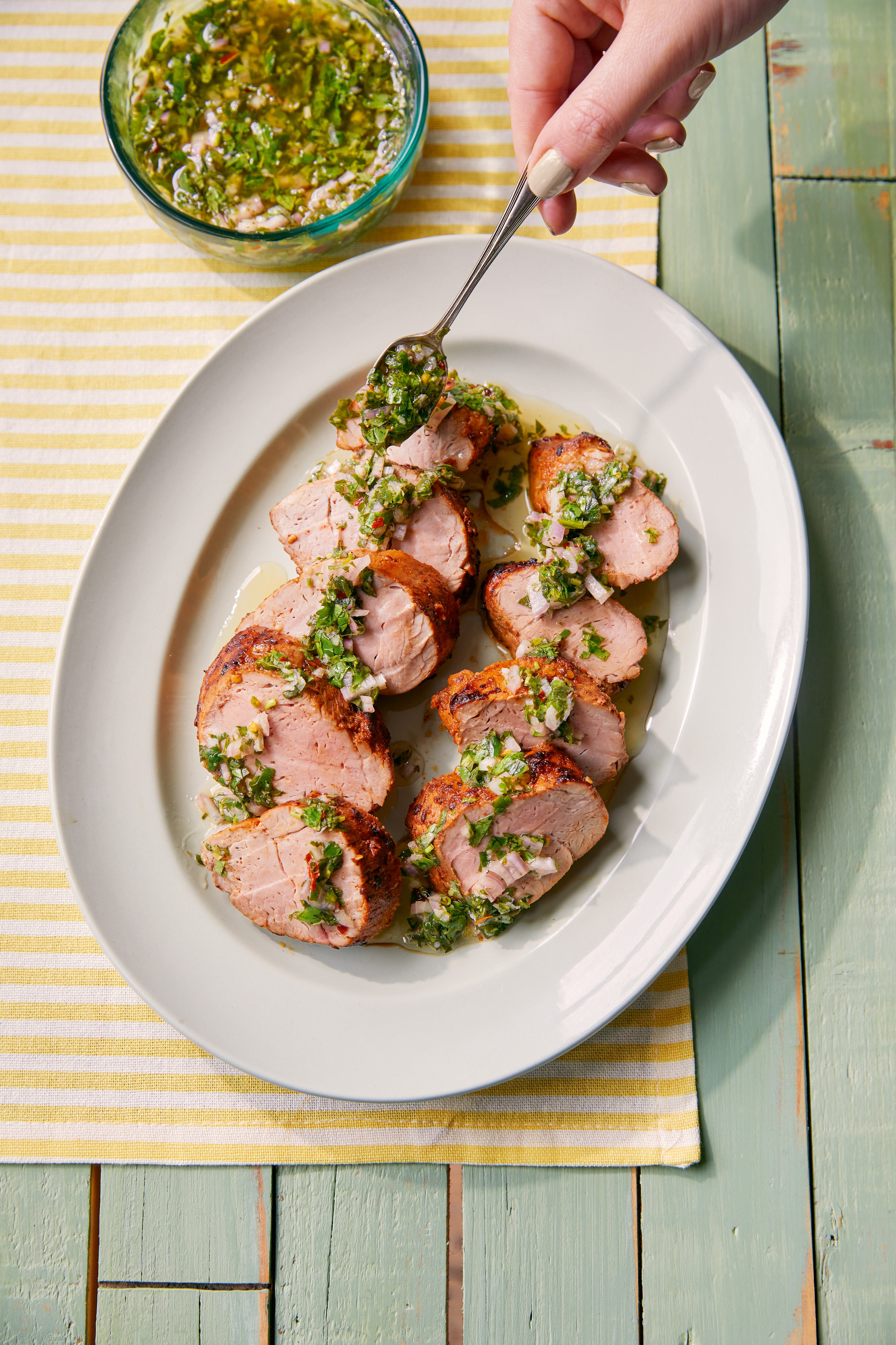 Transform an ordinary pork fillet into something extraordinary with Berry’s vibrant, no-cook chimichurri sauce