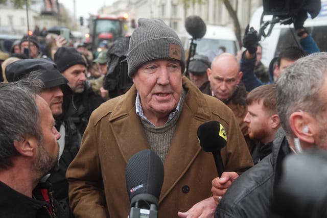 Jeremy Clarkson joins the farmers’ protest in central London over the changes to inheritance tax rules in the recent Budget (James Manning/PA)