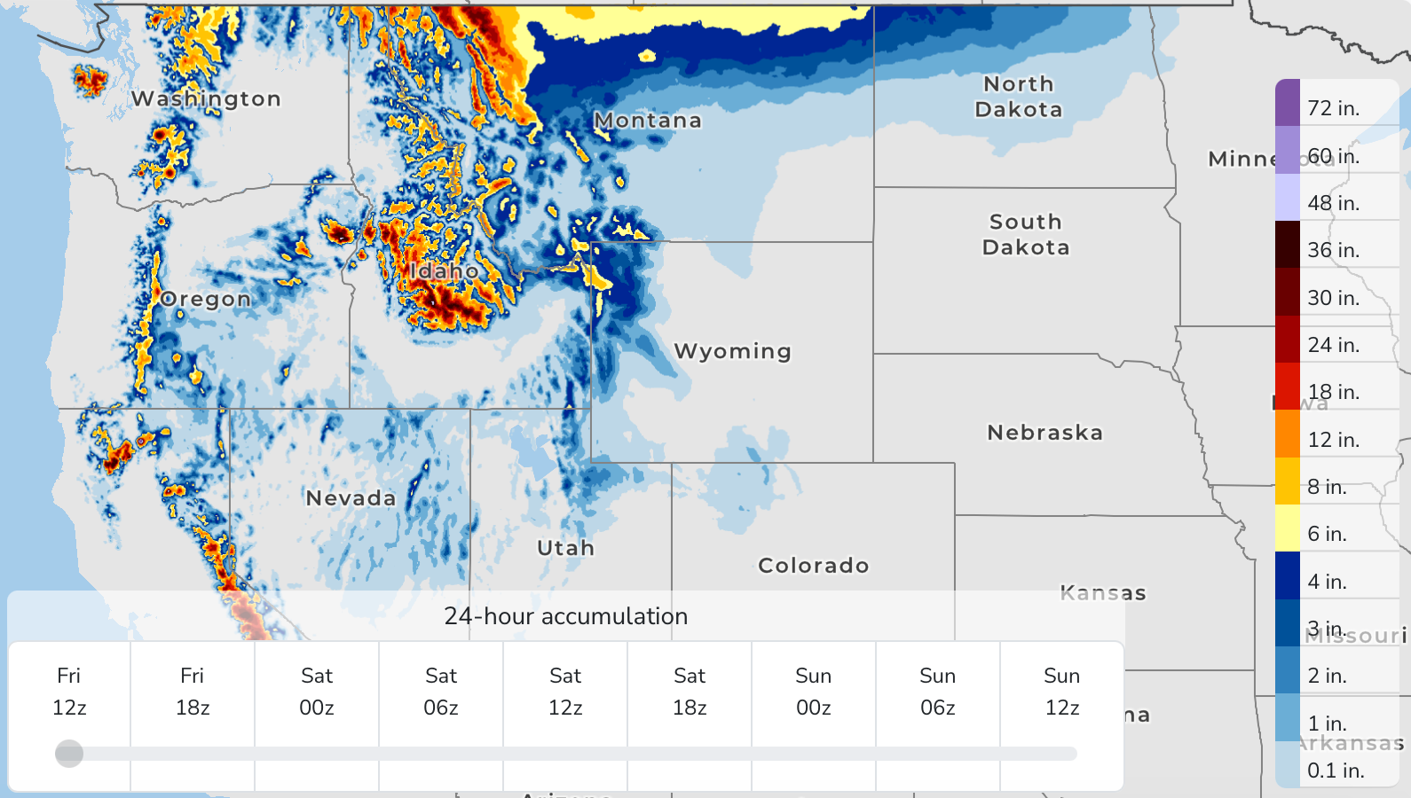 Portal Kemungkinan Curah Hujan Pusat Meteorologi memperkirakan akan turun salju di wilayah tersebut