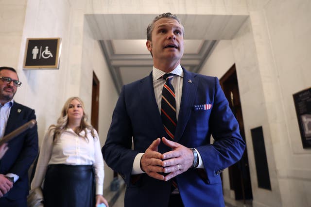 <p>Pete Hegseth, Donald Trump’s pick for defense secretary, at the US Capitol </p>