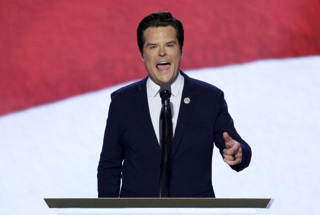 <p>Newsmax host Greg Kelly told his viewers on Thursday night that there was a job waiting for Gaetz if he wanted it </p>