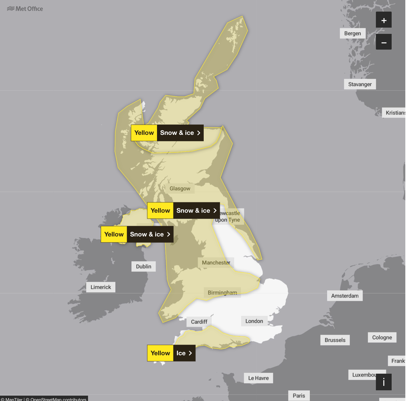 Weather warnings in place for Thursday and Friday