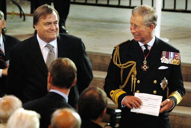 The then Prince of Wales with deputy prime minister at the time John Prescott in 2005 (Fiona Hanson/PA)