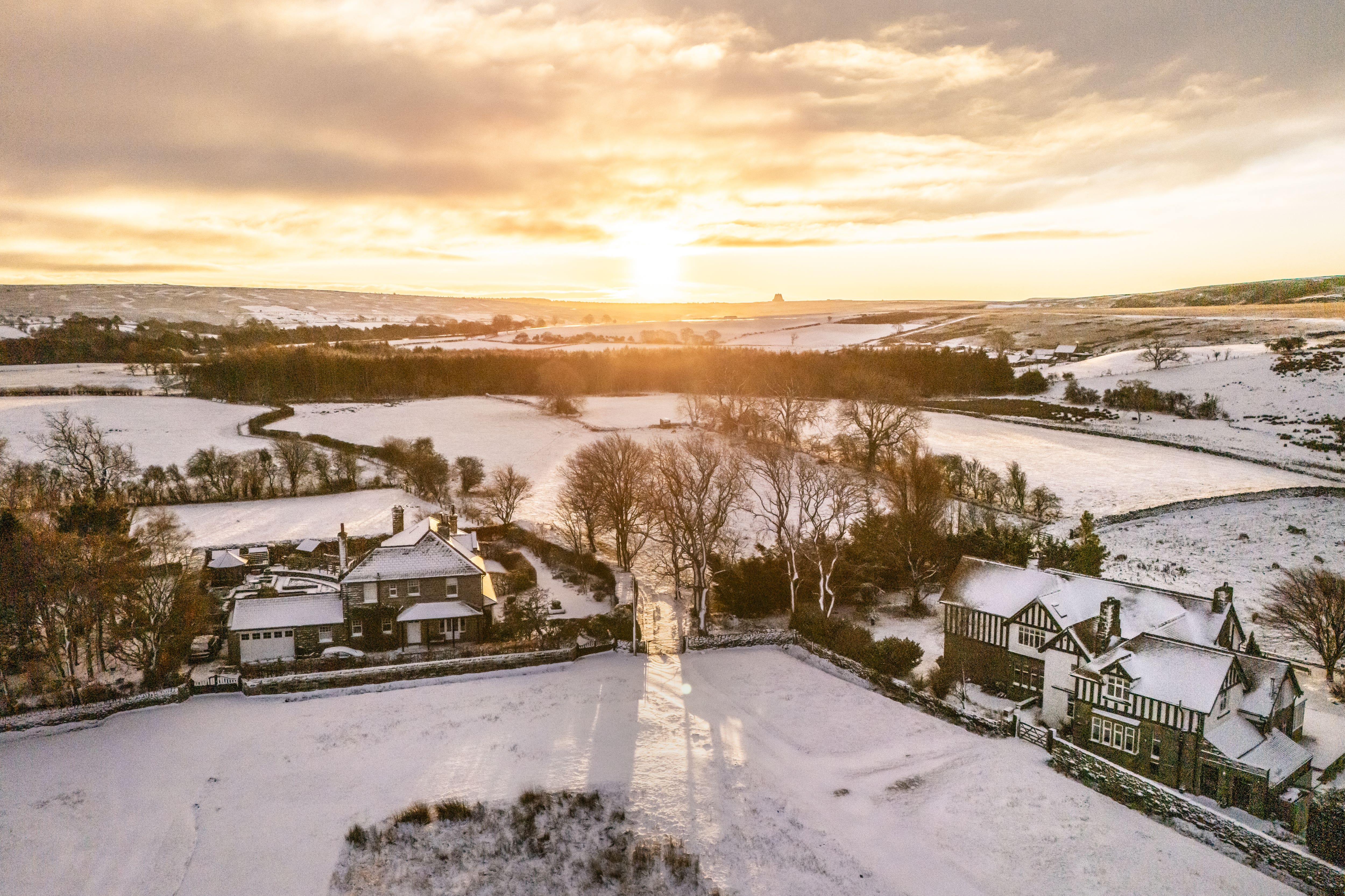 Fresh snow covers the village of Goathland in the North York Moors National Park (Danny Lawson/PA)