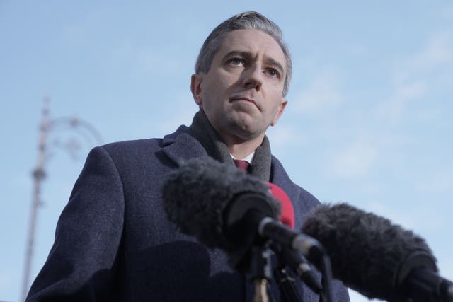 Taoiseach Simon Harris speaking to the media (Brian Lawless/PA)