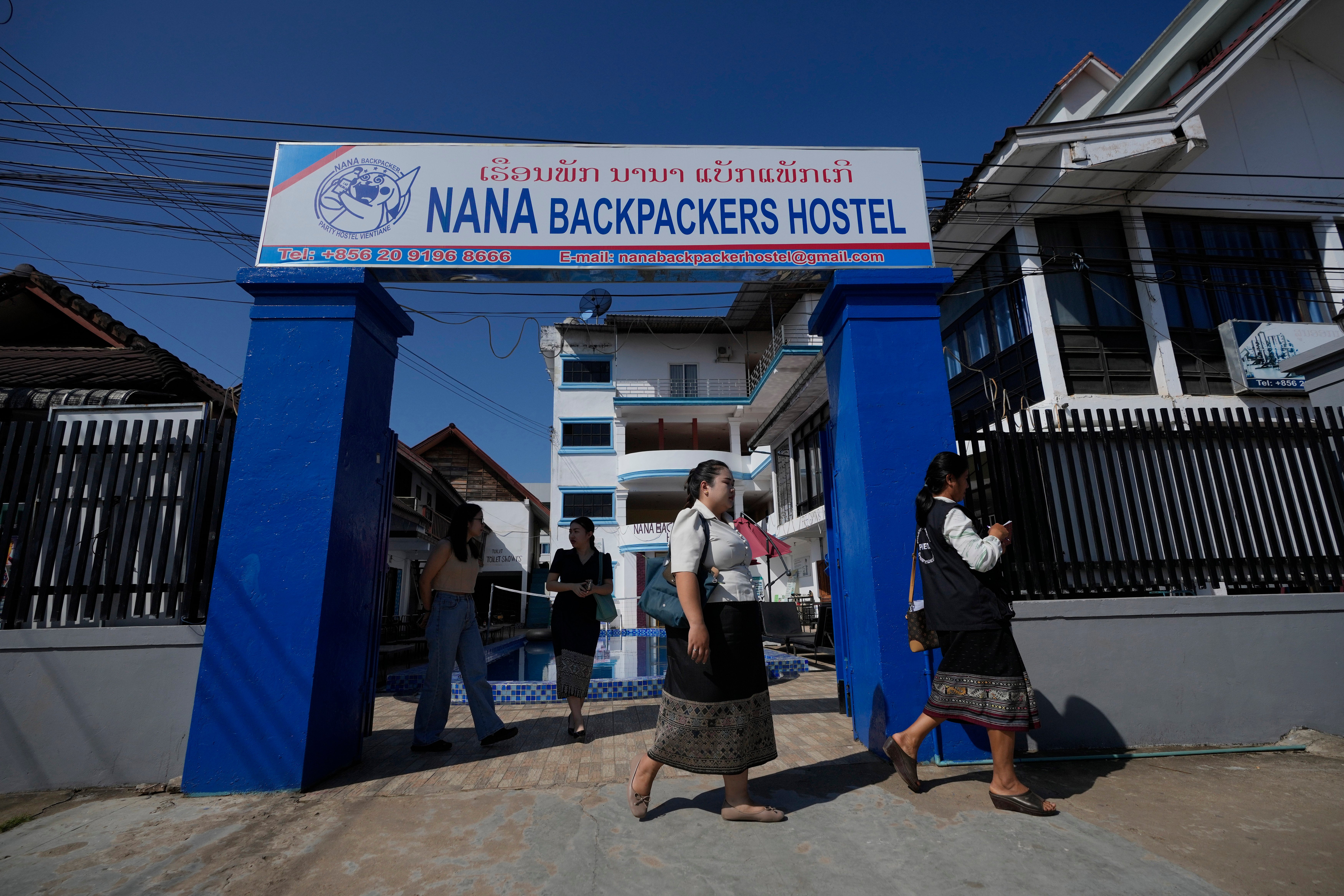 Health officials come out of Nana Backpackers hostel