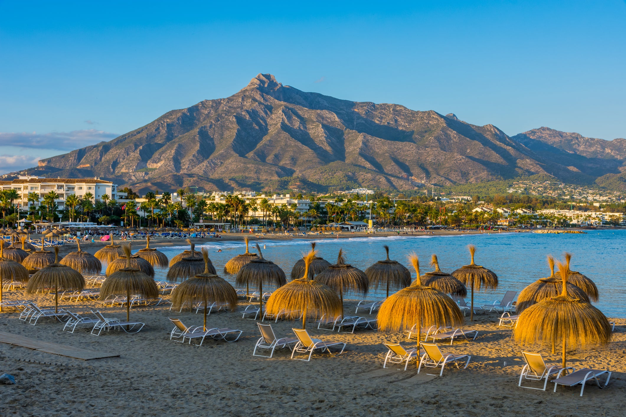 Puerto Banus Beach sits under La Concha Mountain