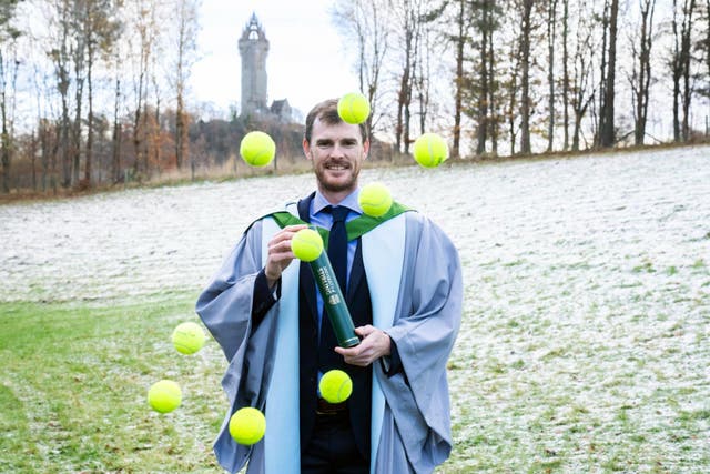 The sportsman follows in the footsteps of his brother Andy and mother Judy who are both honorary graduates of the University of Stirling (Elaine Livingstone/University of Stirling/PA)