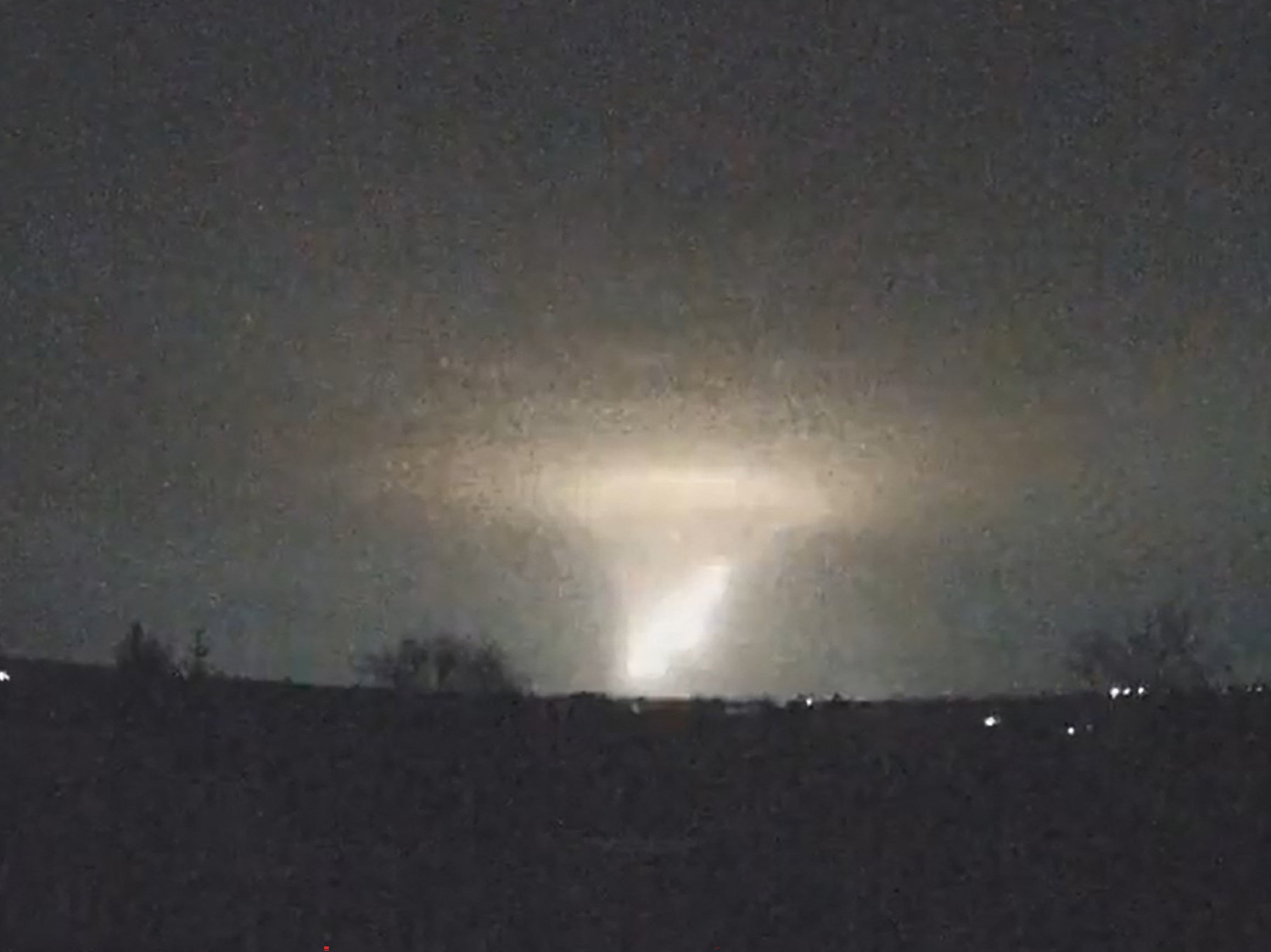 The missile can be seen dropping from the clouds above Dnipro, central Ukraine, on Thursday