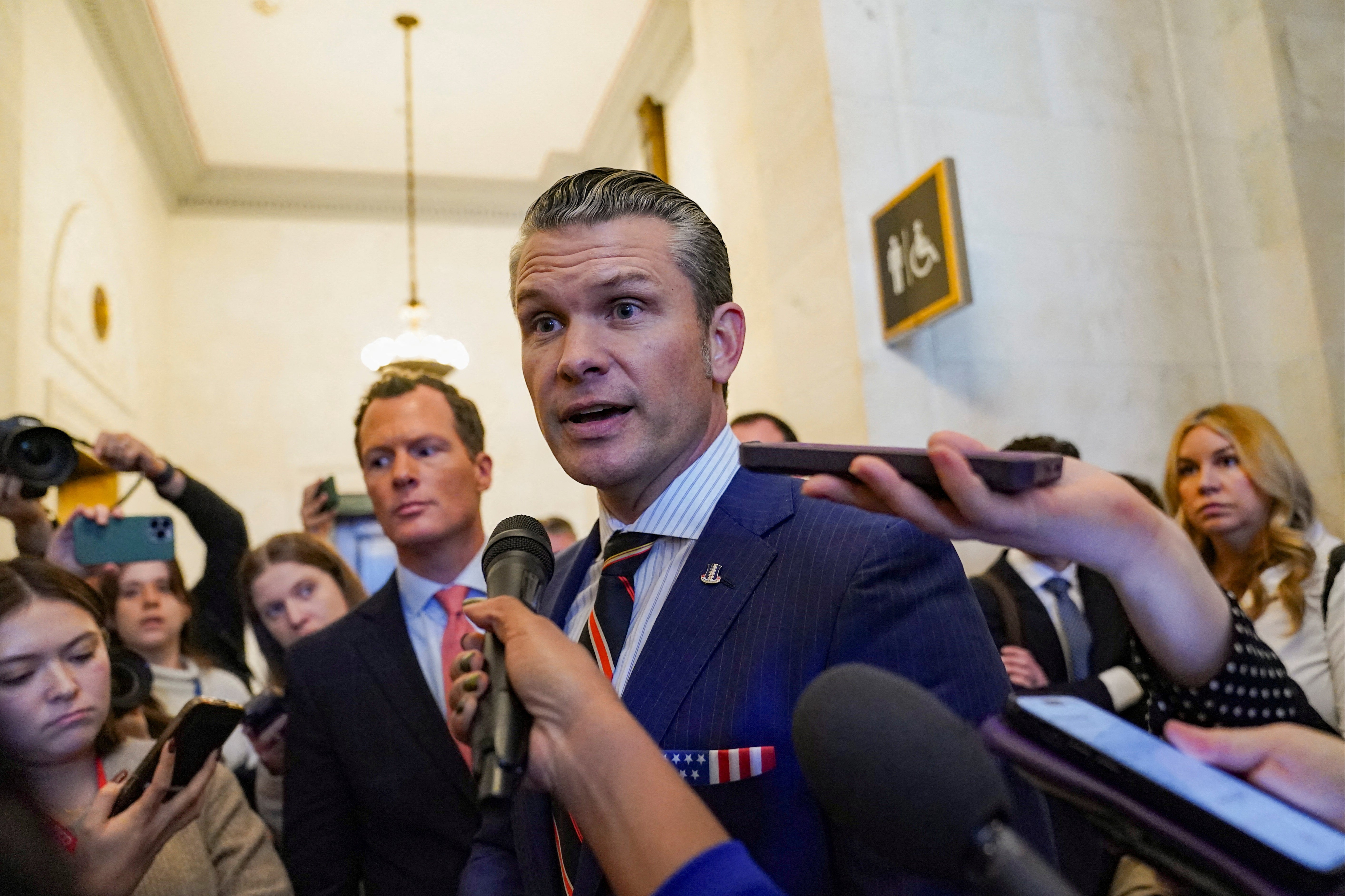 Pete Hegseth, a nominee for defense secretary, told reporters on Thursday that the police report corroborated his assertion that he did not do anything wrong