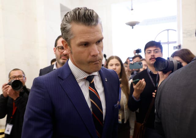 <p>President-elect Donald Trump's nominee to be Secretary of Defense Pete Hegseth leaves the Russell Senate Office Building on November 21, 2024 in Washington, DC</p>