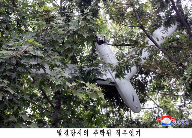 <p>Remains of a crashed drone are shown in a photo released by North Korea’s official Korean Central News Agency</p>