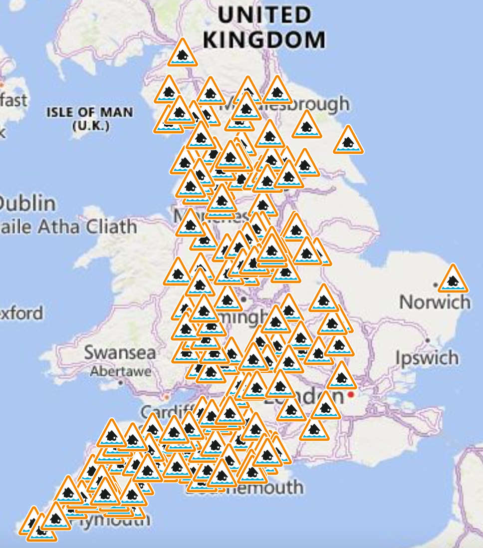 The Environment Agency has also issued 168 alerts