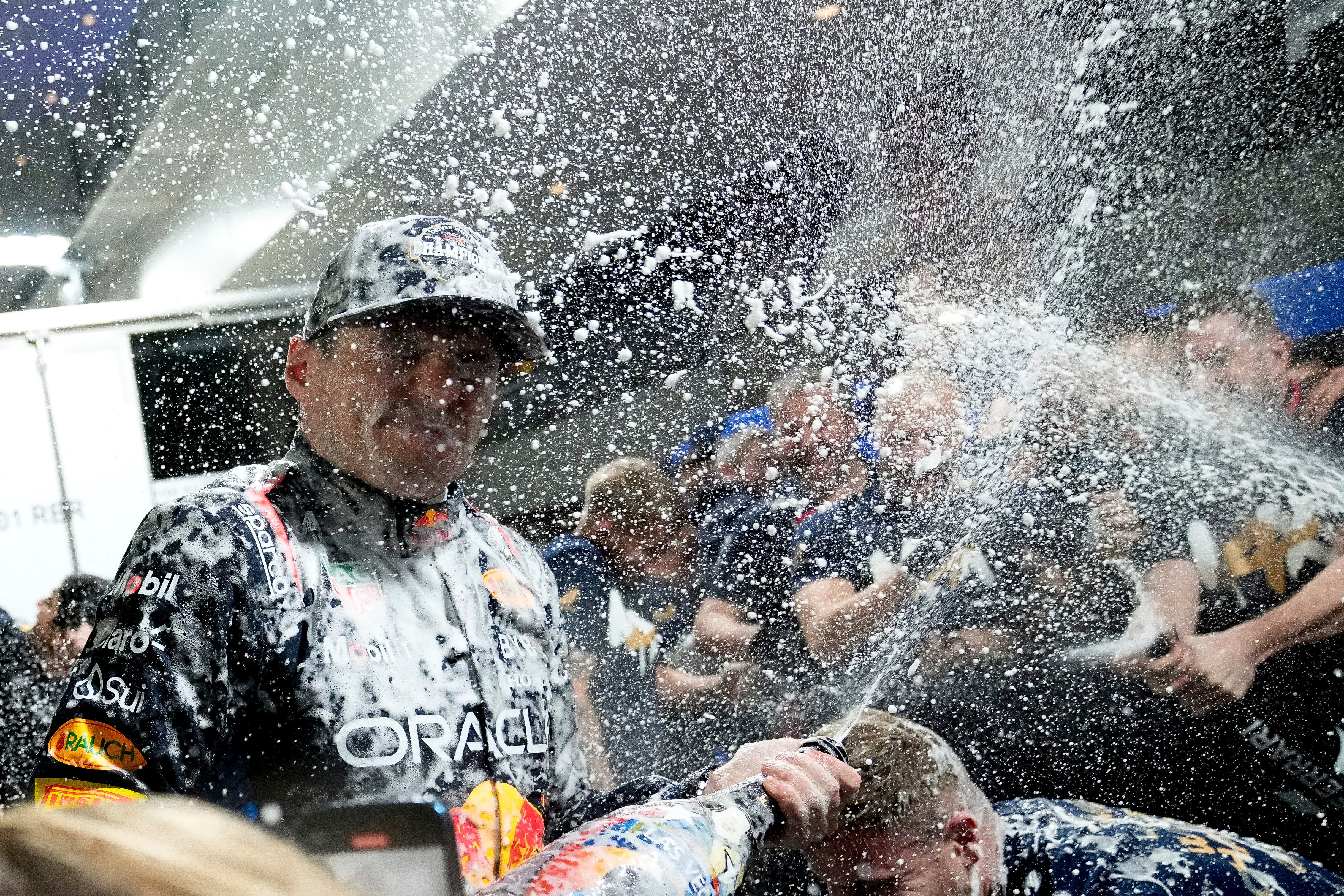 Max Verstappen celebrates his fourth world title (Matt York/AP)