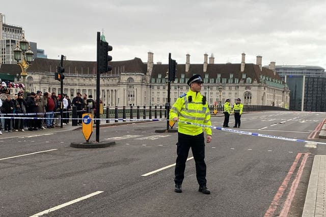 Police attended on Sunday morning after reports of a fight on Westminster Bridge (Zhanna Manukyan/PA)