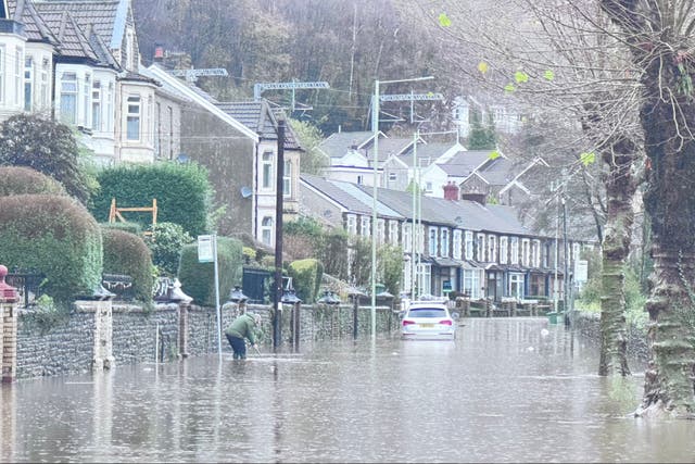 <p>The River Taff flooding in Pontypridd</p>