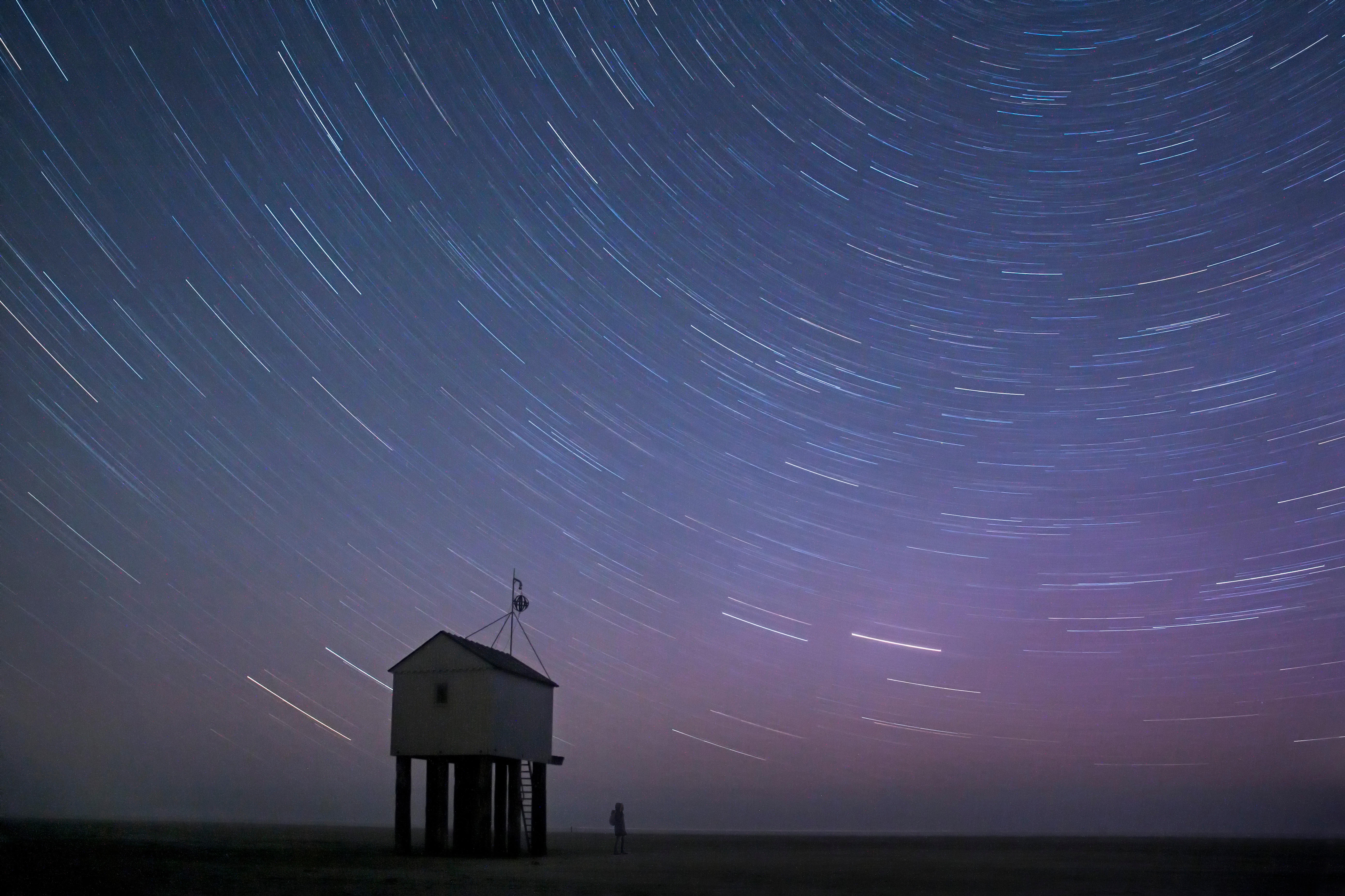 Startrails at the Nature Reserve De Boschplaat (Alamy/PA)