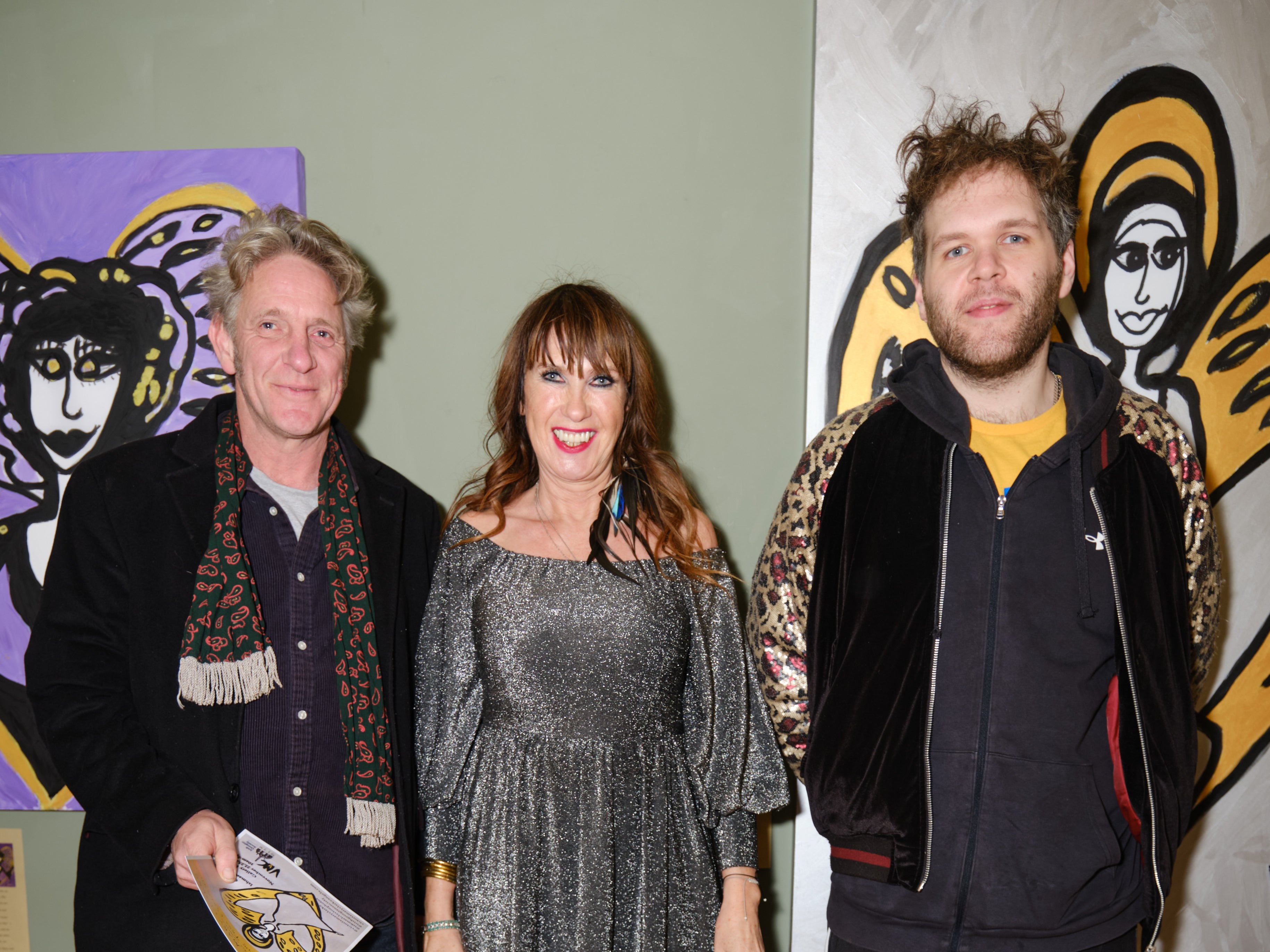 Victoria Mary Clarke with Chaz Preston and Finbar Cordell at the opening night of her first solo exhibition, at the City Assembly House in Dublin