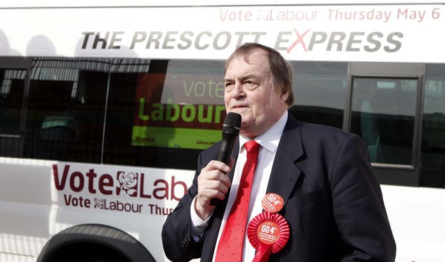 <p>John Prescott with the Prescott Express on the 2010 campaign trail (Peter Byrne/PA)</p>