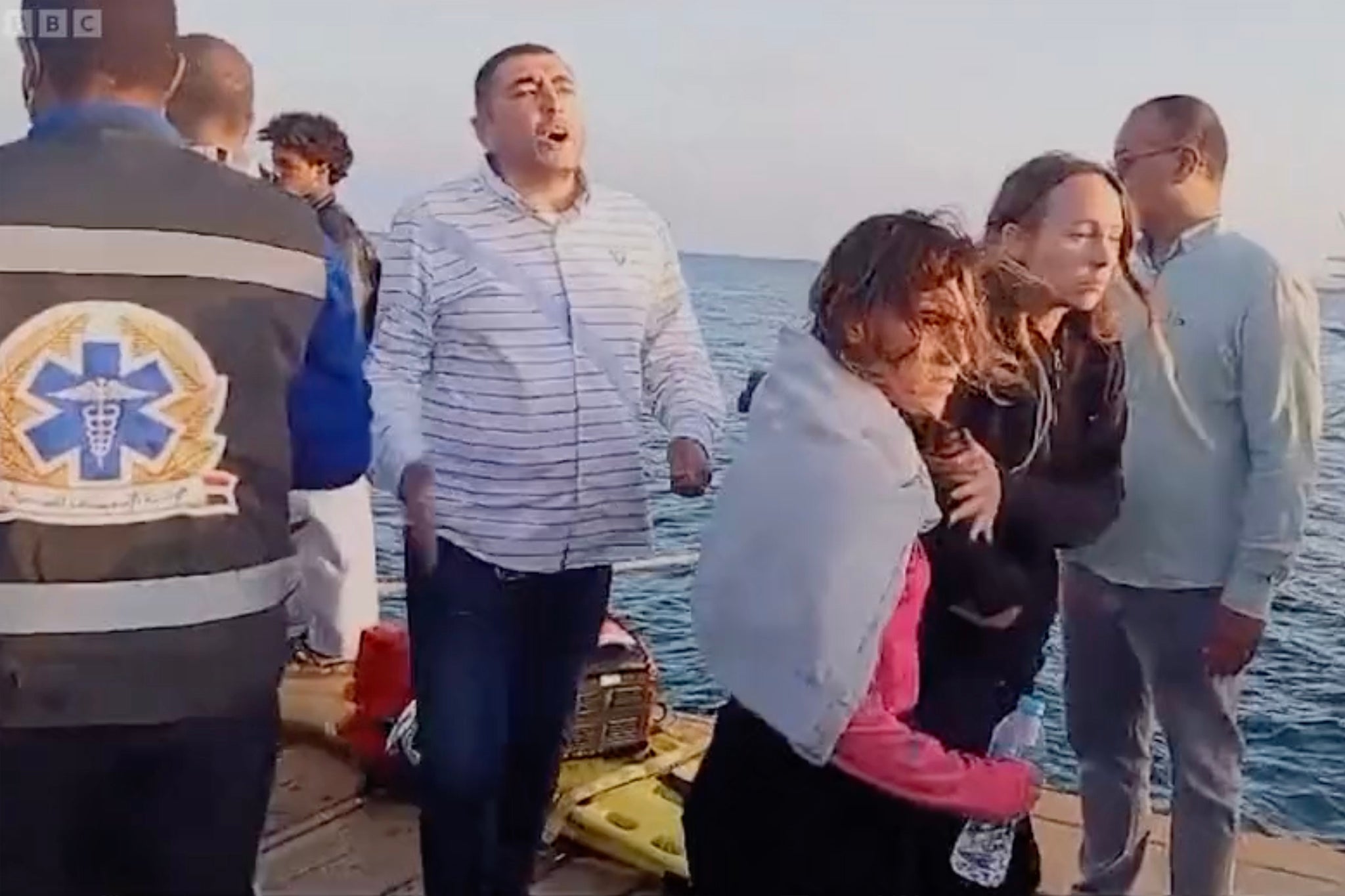 Survivors of tourist boat which sank in the Red Sea off Egypt’s coast are brought ashore