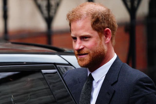 The Duke of Sussex arriving at the Royal Courts of Justice for a previous hearing in his legal claim against Associated Newspapers Limited (Victoria Jones/PA)