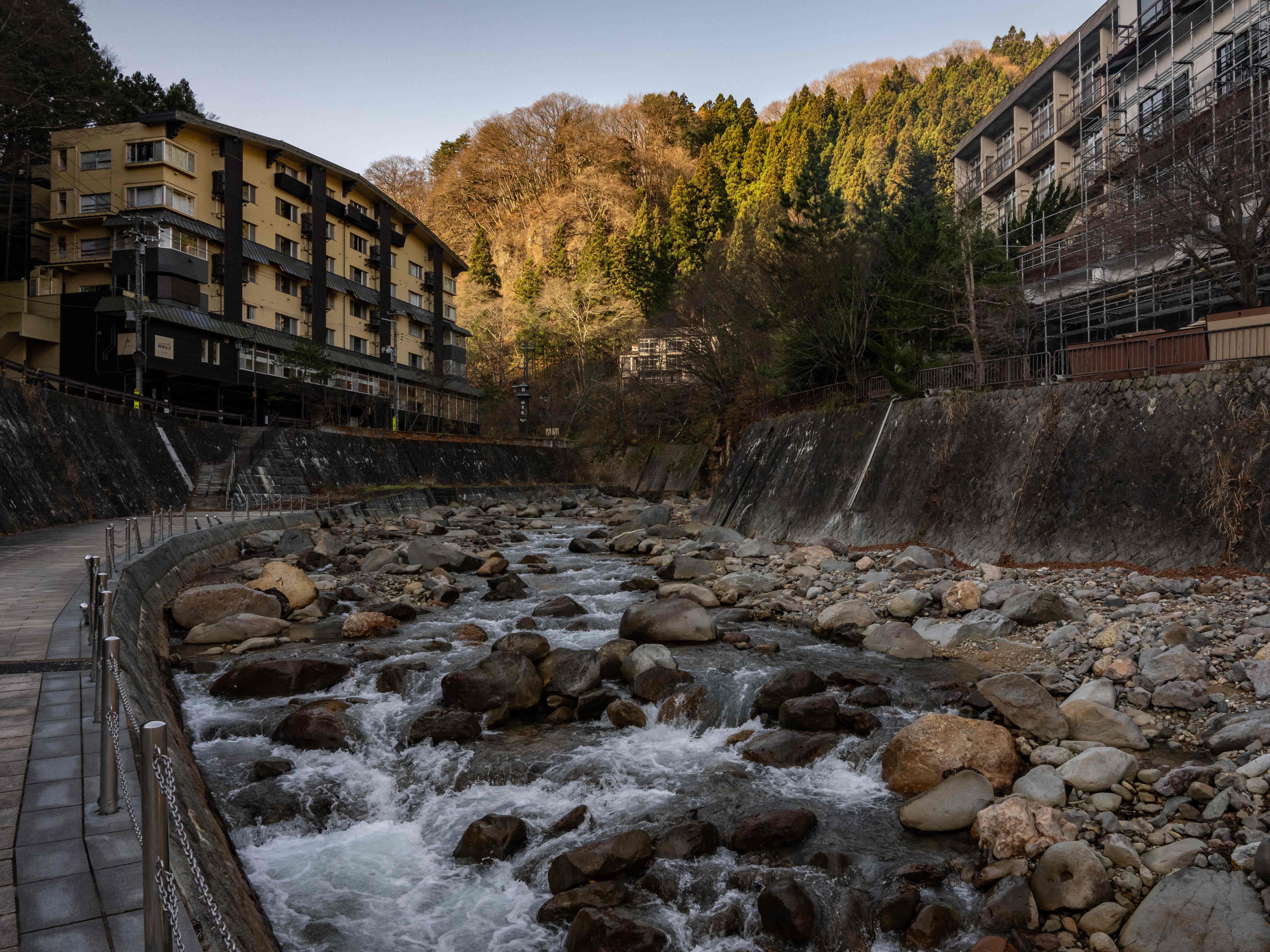 This picture taken on 28 November 2022 shows a general view of Tsuchiyu Onsen, a hot spring town in Fukushima prefecture