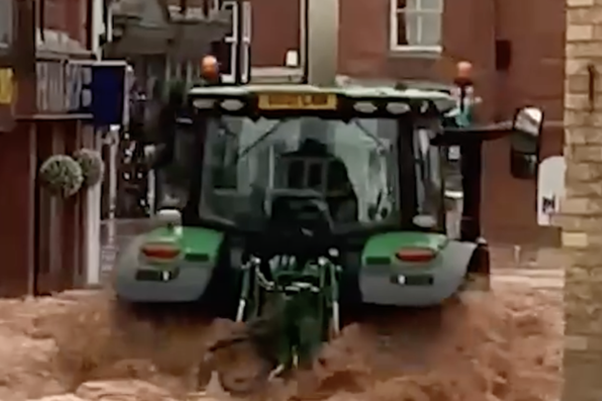 Man arrested after tractor driven through flood-hit UK town | The ...