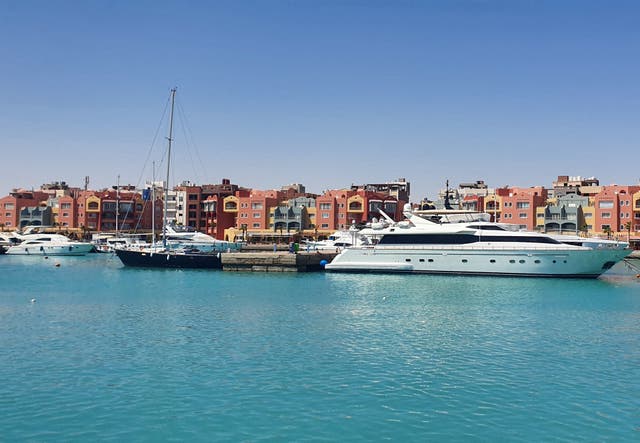 <p>Yachts and boats are docked in the marina at the Egyptian Red Sea resort of Hurghada</p>
