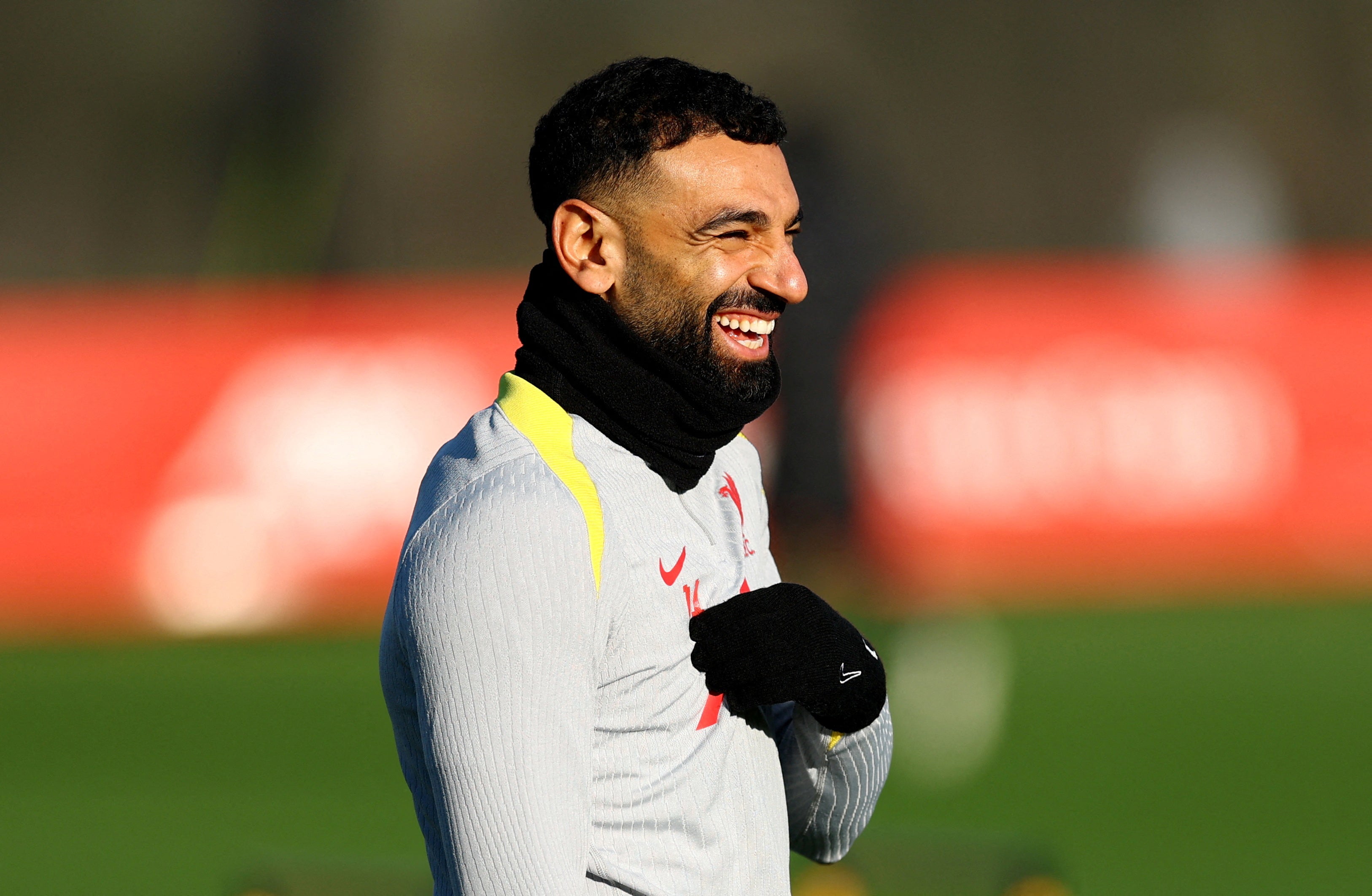 Liverpool’s Mohamed Salah during training