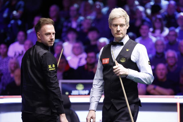 Judd Trump stormed back to sink Neil Robertson in York (Nigel French/PA)