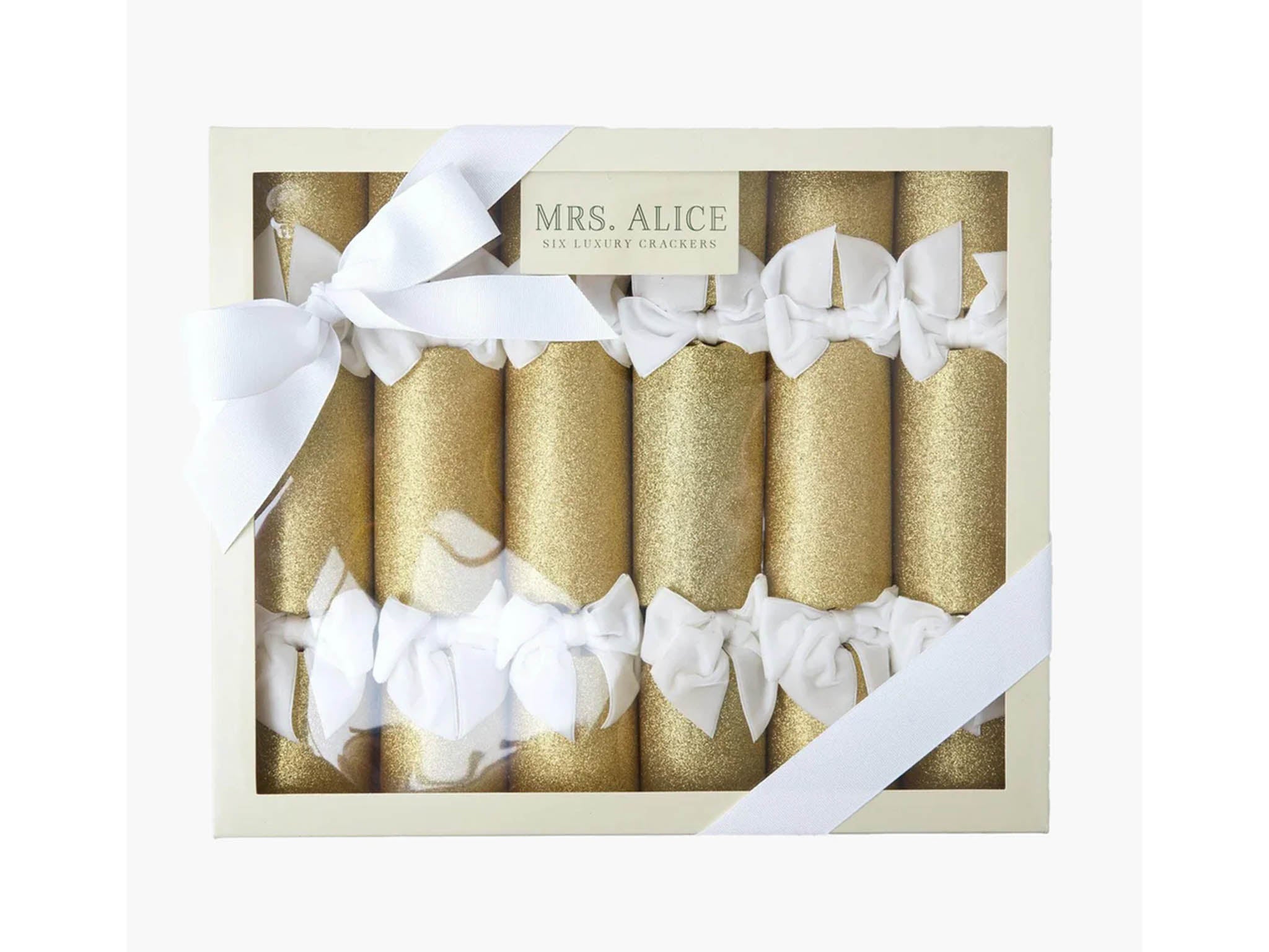 Mrs Alice gold glitter crackers with white velvet indybest review