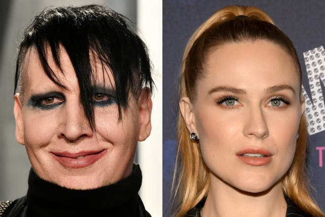 <p>Marilyn Manson and Evan Rachel Wood</p>