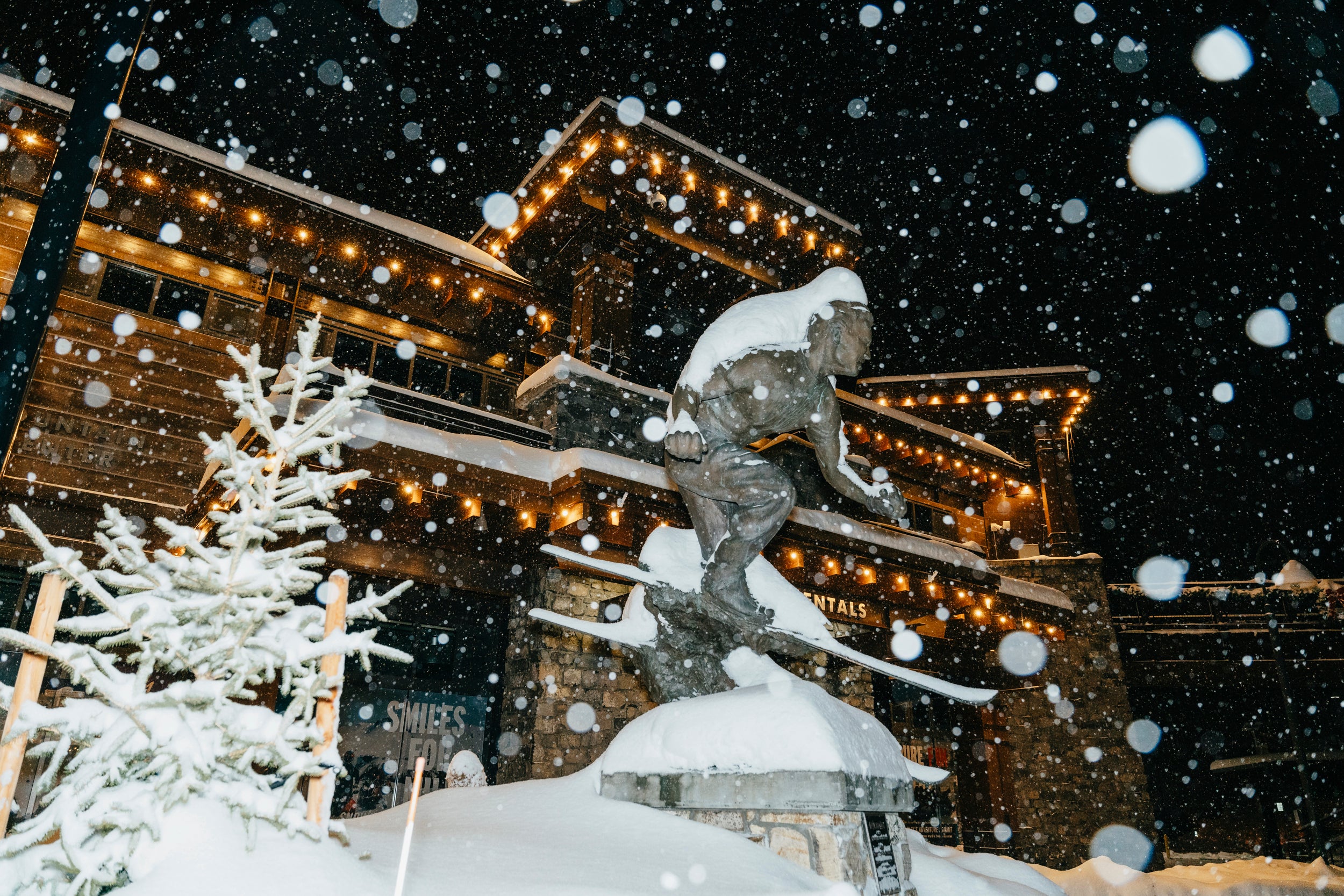 Snow piles up on a statue during a storm last weekend in Mammoth Lakes, California. The state will see dry conditions after days of unsettled weather