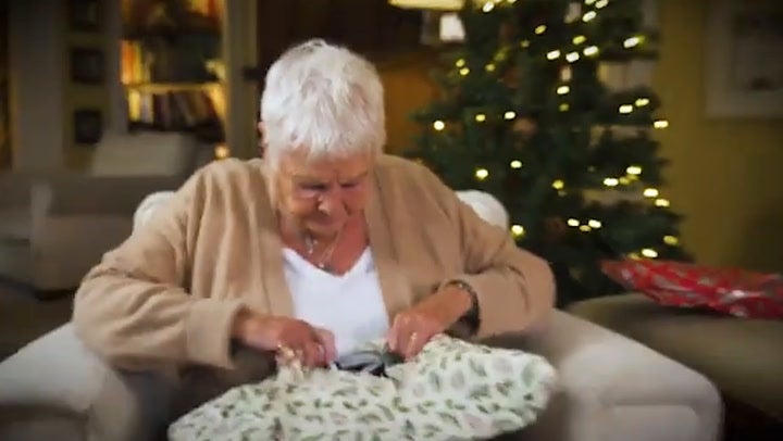 <p>Judi Dench left red-faced after opening charity Christmas present.</p>