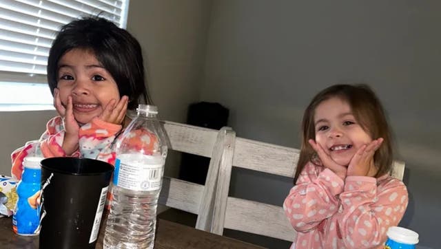 <p>The two young girls, Neveah Flores, 4, (pictured left), and her sister, Alinah, 3, (pictured right) died after their parents’ car was struck by an alleged drunk-driver on Sunday  </p>