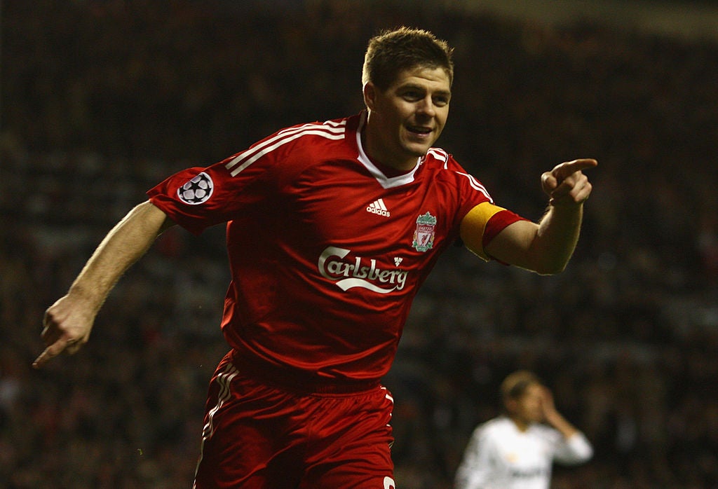 Gerrard scored twice in a 4-0 win over Real Madrid at Anfield