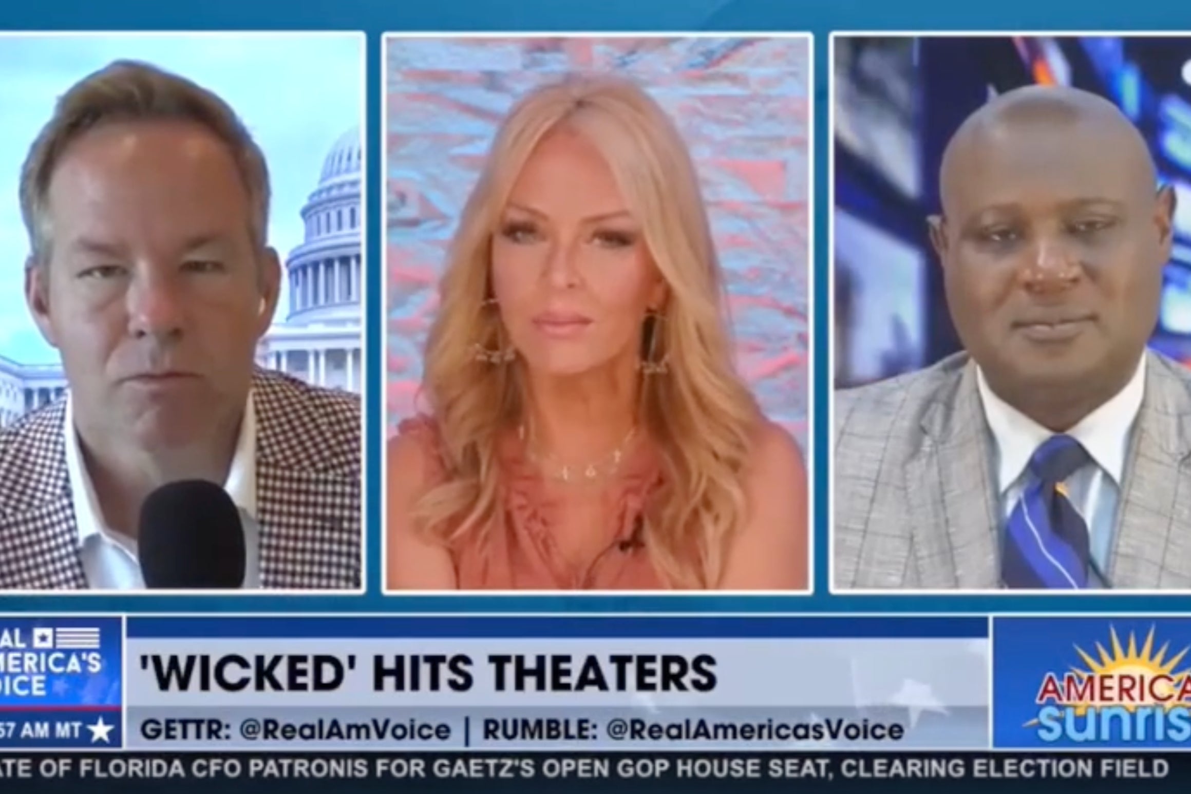 Gina Loudon (center) made the remarks during a show on conservative network Real America’s Voice on Tuesday