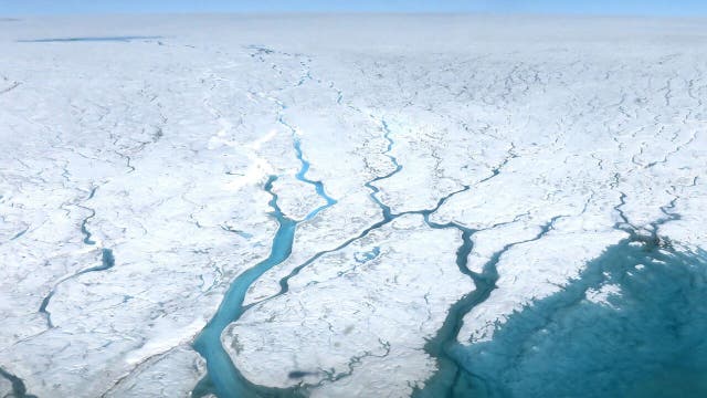 <p>Fast-moving meltwater rivers flow across the Greenland Ice Sheet. New research from the University of New South Wales is warning that the impact of that water could make critical ocean circulation waker much sooner than projected </p>