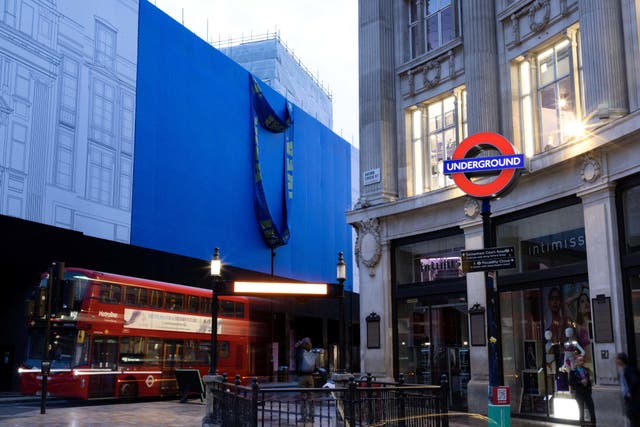 <p>A view of the boarding outside Ikea’s new store due to be opened on London’s Oxford Street</p>