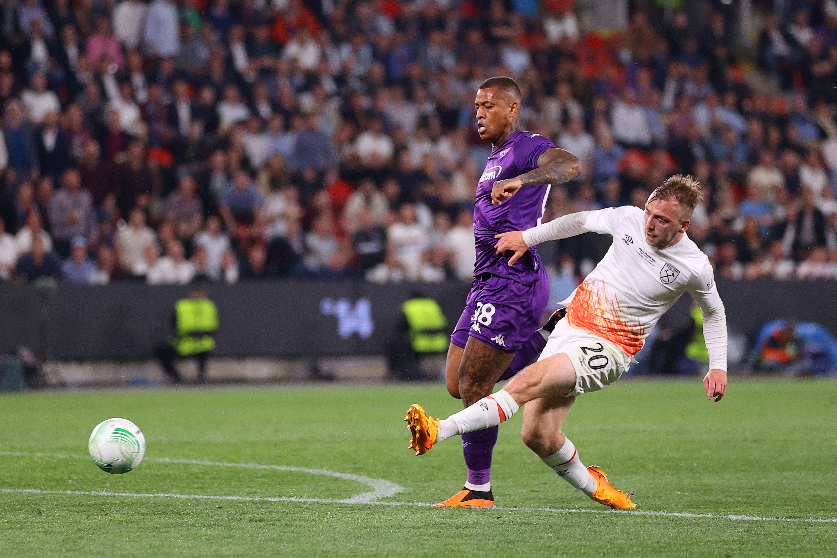 ‘Bowen’s on fire!’: Jarrod Bowen scoring the winning goal in the final of the Uefa Europa Conference League 2023