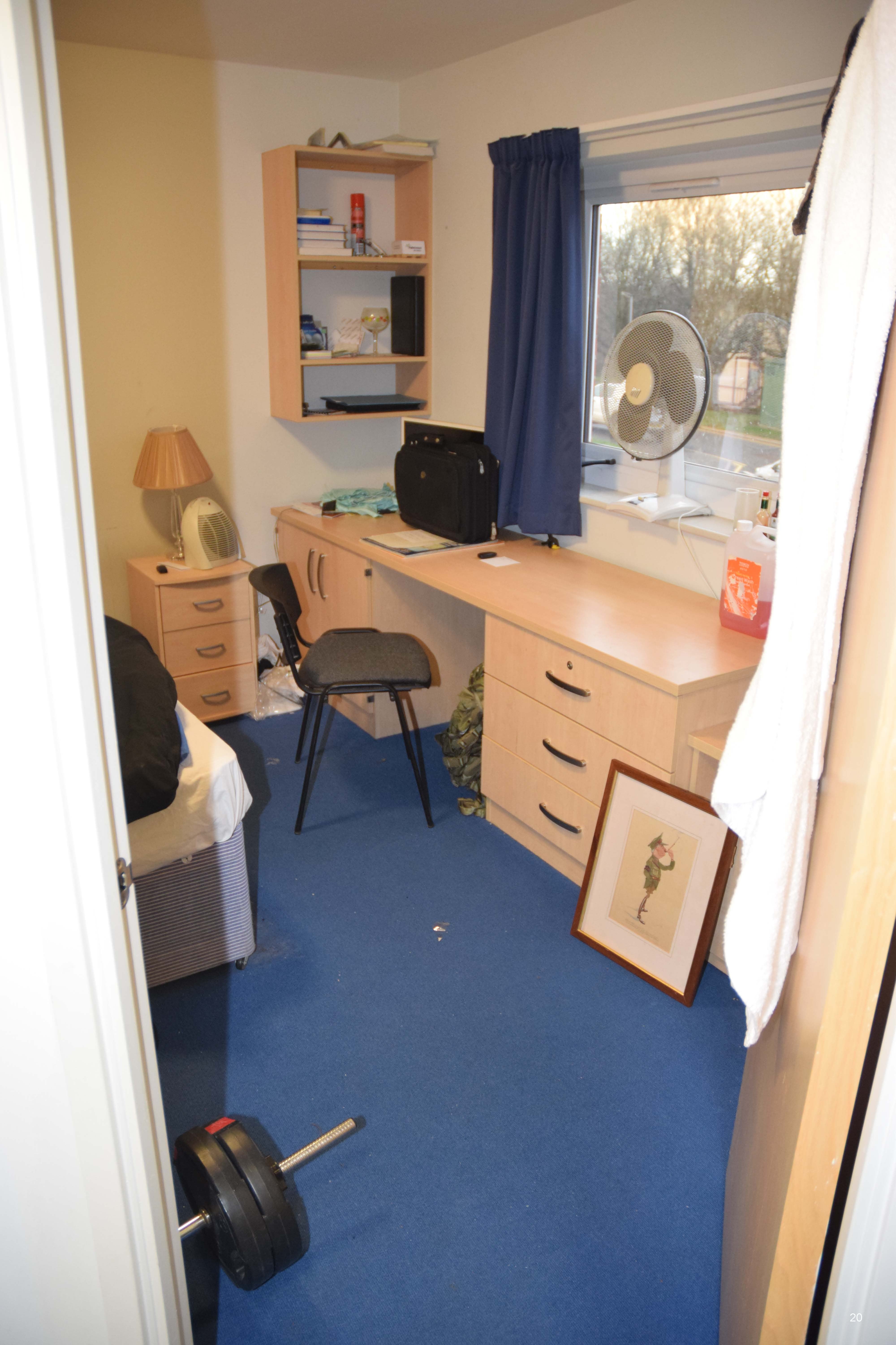 Khalife's room at MoD Stafford, where he was formerly based