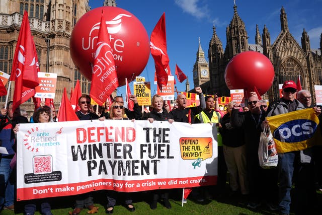 Unite has launched a bid for a judicial review of the Government’s decision to means test the winter fuel payment. (Lucy North/PA)