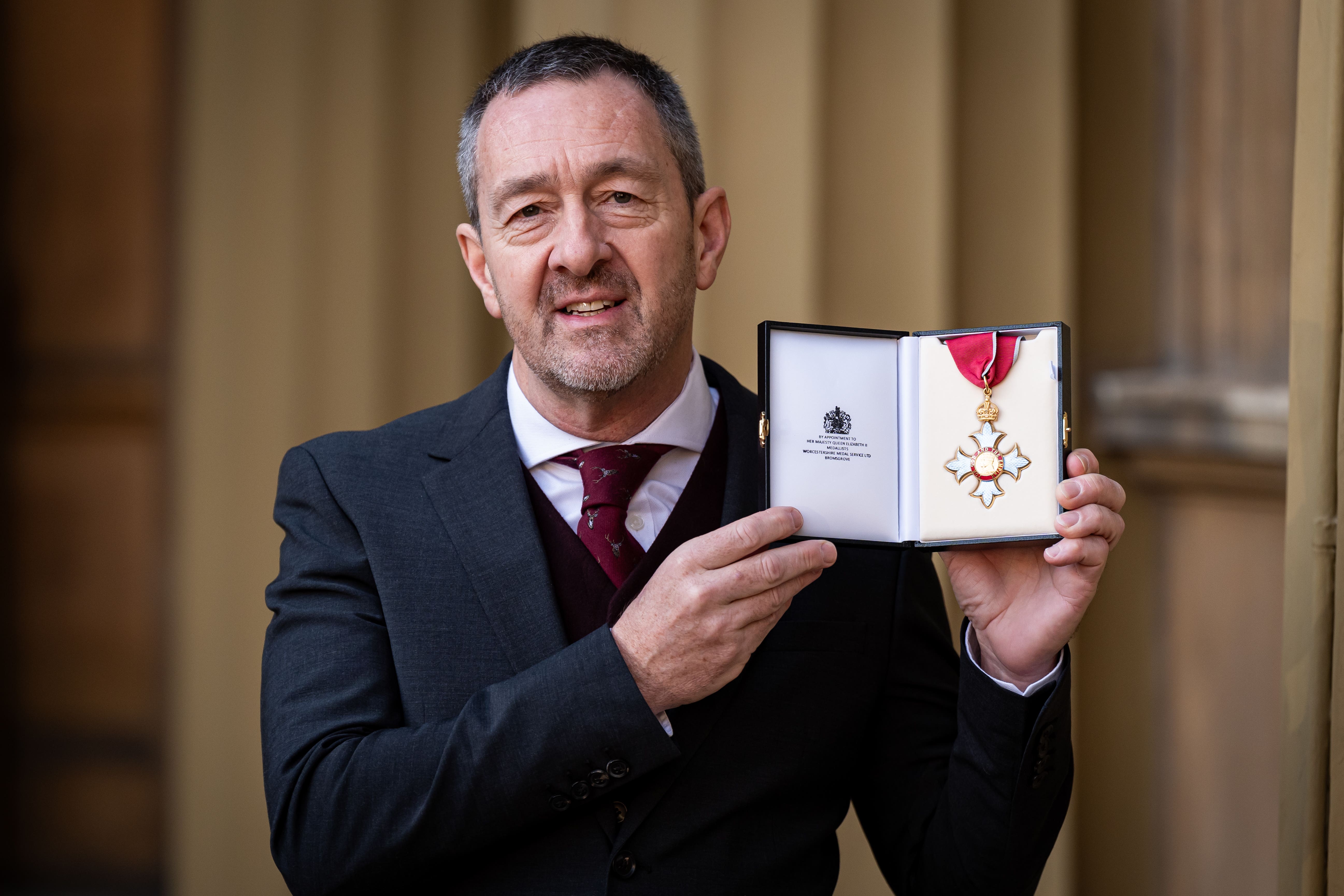 Chris Boardman after being made a CBE (Commander of the Order of the British Empire) at an investiture ceremony at Buckingham Palace. (Aaron Chown/PA)