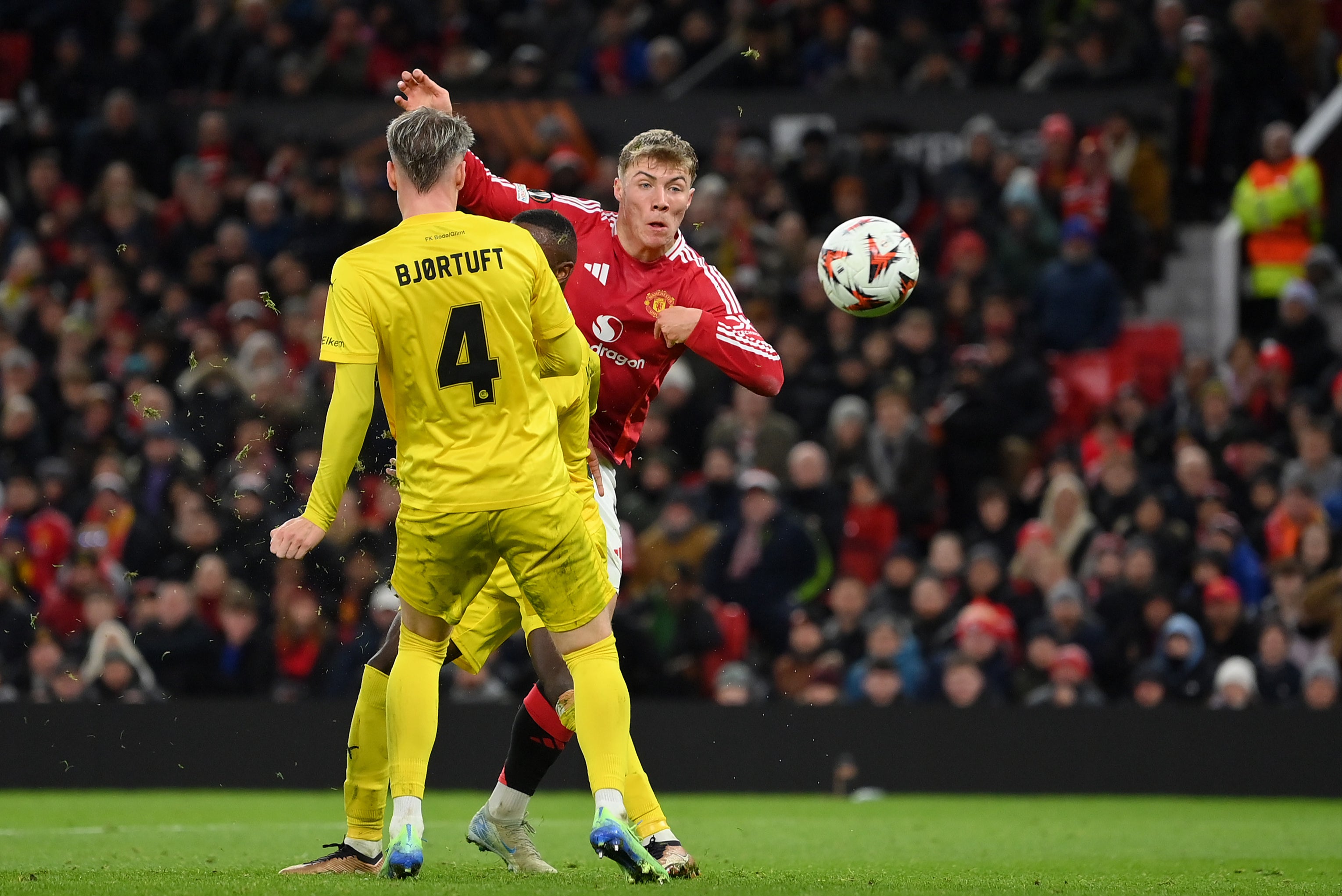 Rasmus Hojlund scored twice at Old Trafford