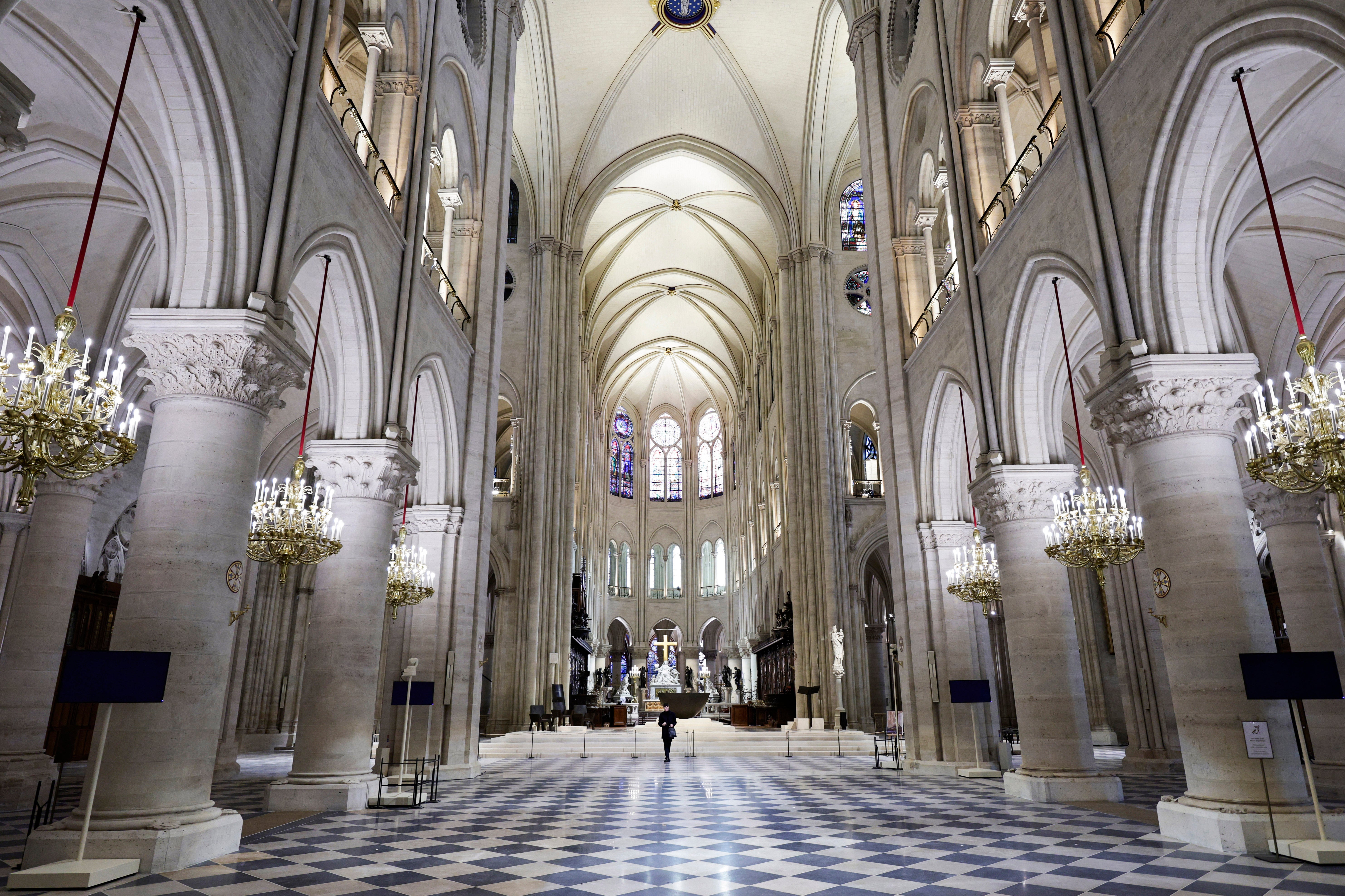 The nave of Notre-Dame Cathedral following its extensive restoration