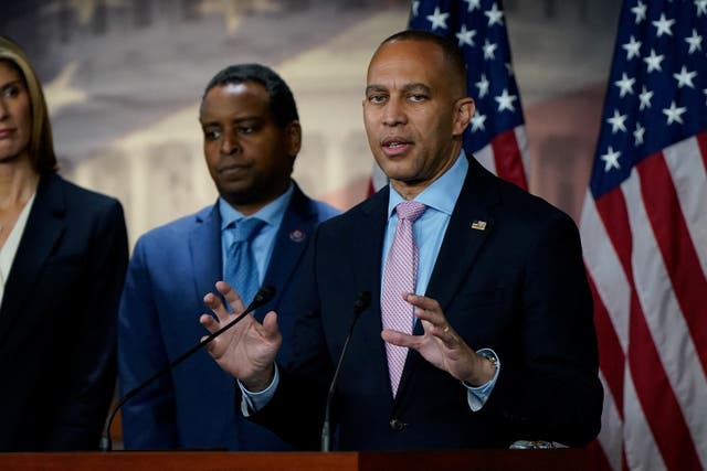 <p>Democratic House leader Hakeem Jeffries said a series of bomb threats to members of Congress on Thanksgiving included ‘MAGA’ in their signatures </p>