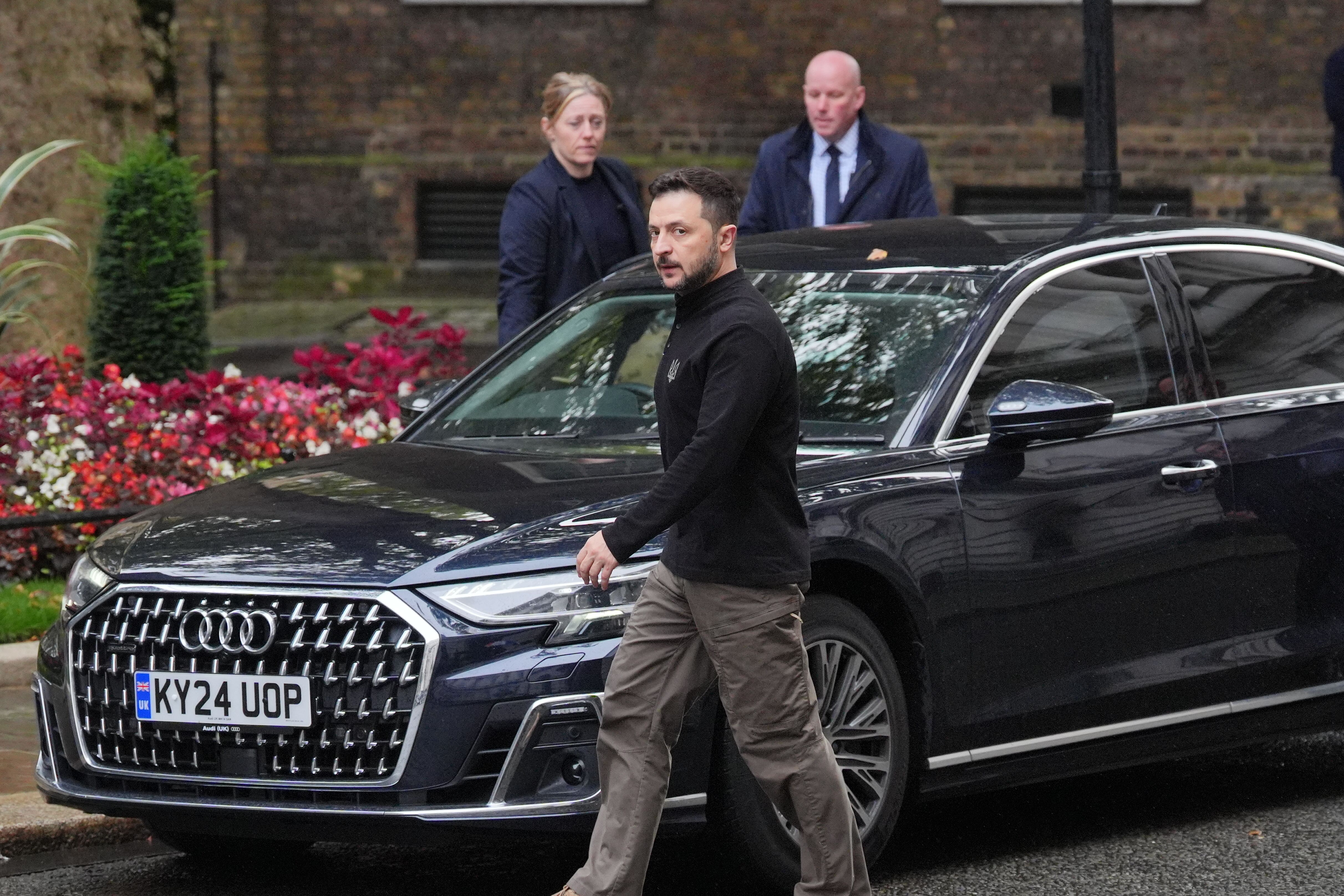 Ukrainian President Volodymyr Zelensky is greeted by Prime Minister Sir Keir Starmer as he arrives in Downing Street, London, ahead of meetings with the Prime Minister and Nato Secretary General Mark Rutte (Jonathan Brady/PA)