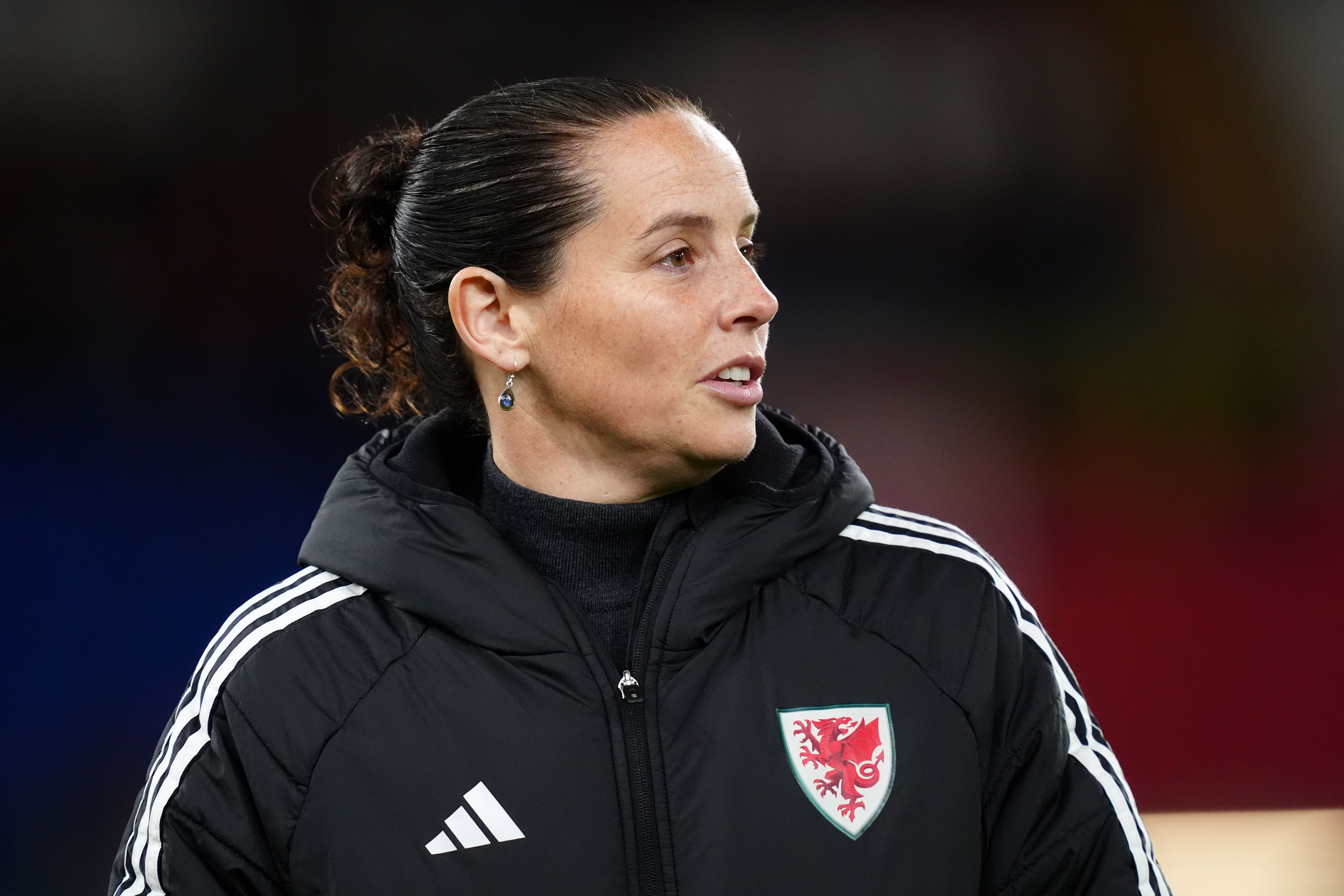 Wales manager Rhian Wilkinson saw her side draw 1-1 against the Republic of Ireland in the first leg of their Euro 2025 play-off final (David Davies/PA)