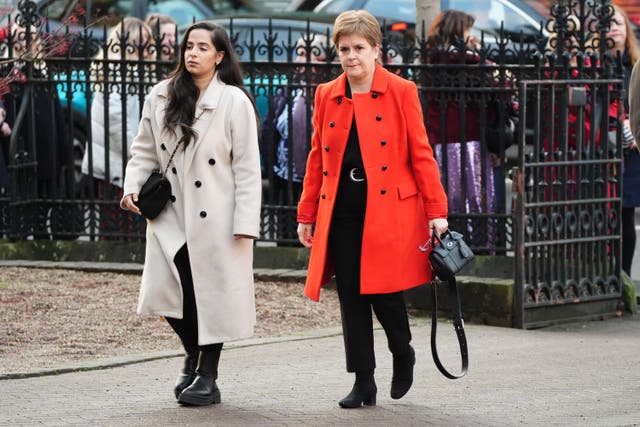 Nicola Sturgeon arriving at the funeral of Janey Godley (Andrew Milligan/PA)