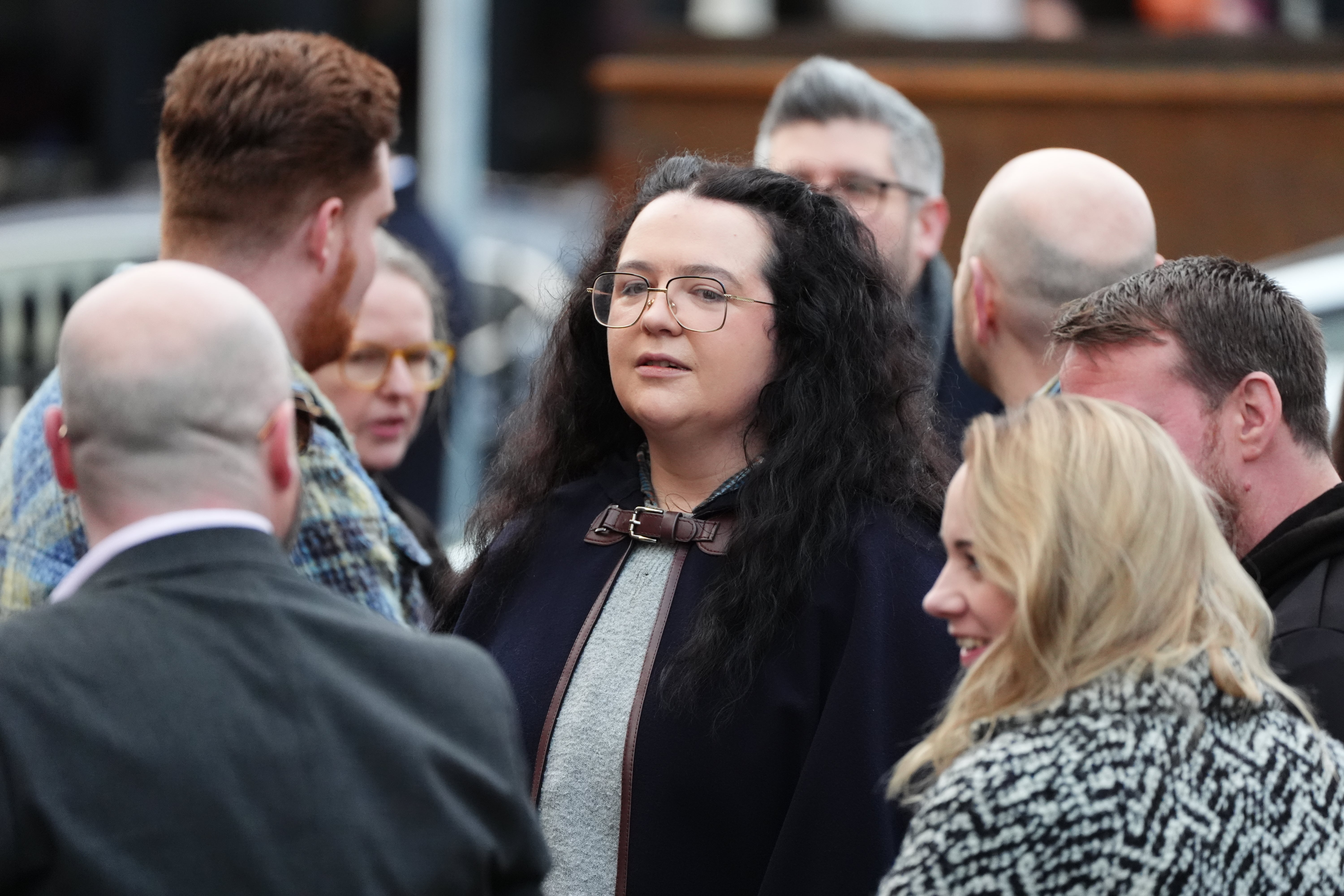 Ashley Storrie (centre) at the funeral of Janey Godley (Andrew Milligan/PA)